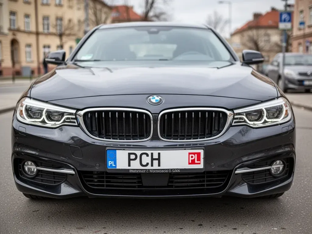 samochód marki BMW z rejestracją rozpoczynającą się na PCH
