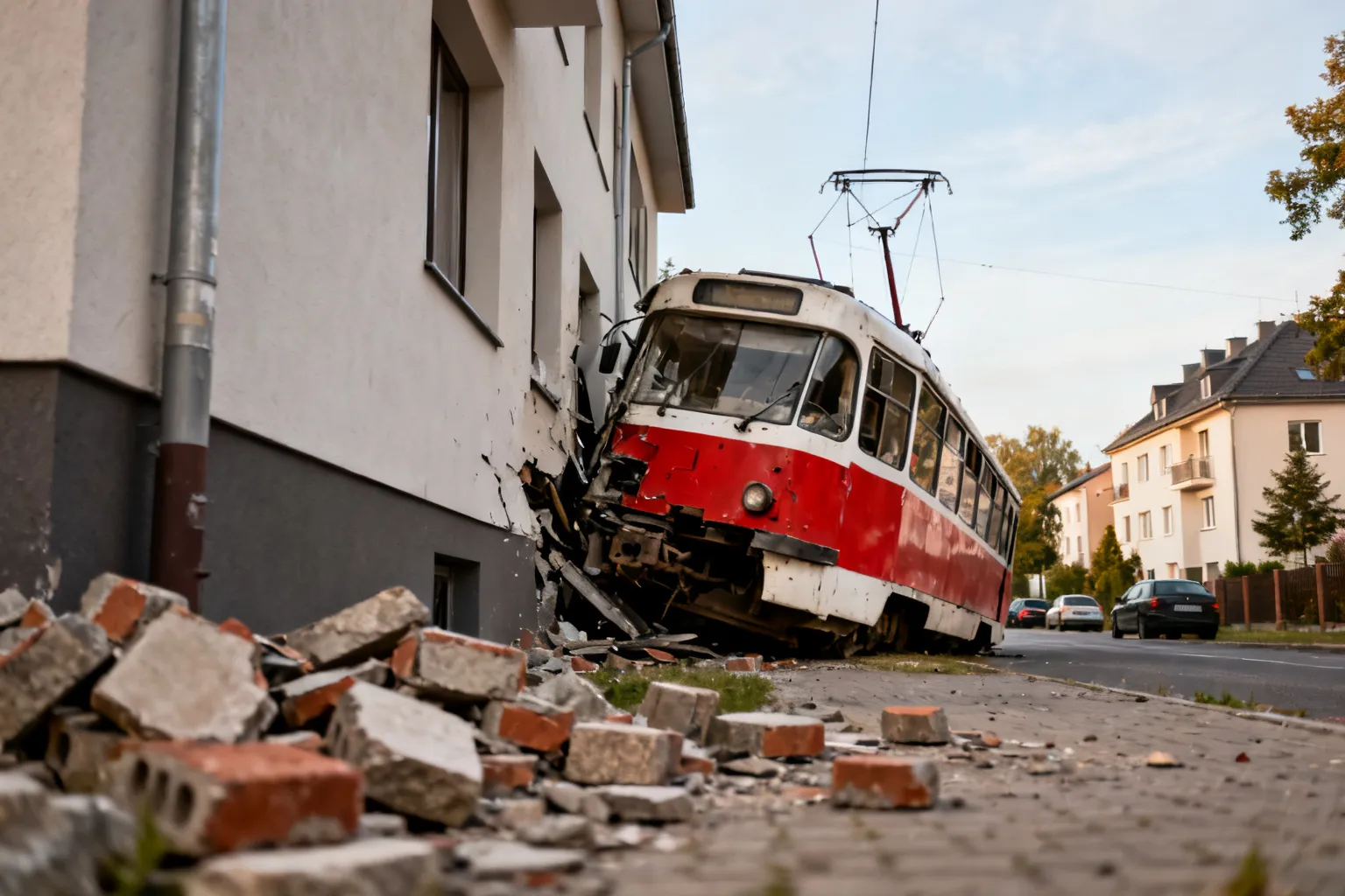 Katastrofa tramwajowa Poznań Wilda 1993 — wykolejenie i uderzenie w kamienicę