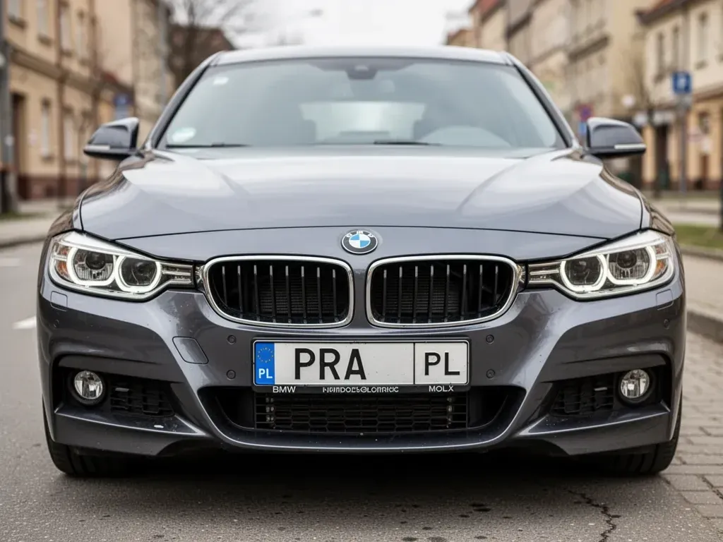 samochód marki BMW z rejestracją rozpoczynającą się na PRA