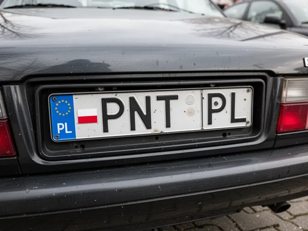 samochód z rejestracją rozpoczynającą się na PNT
