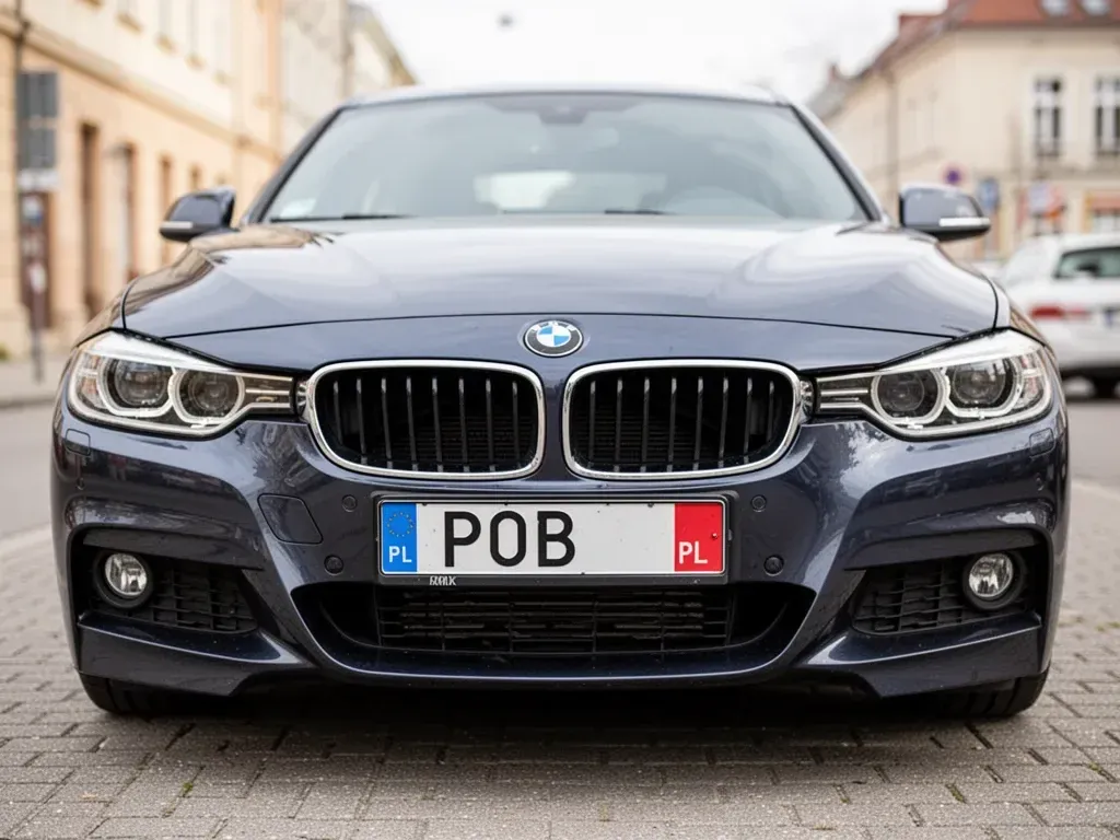 samochód marki BMW z rejestracją rozpoczynającą się na POB