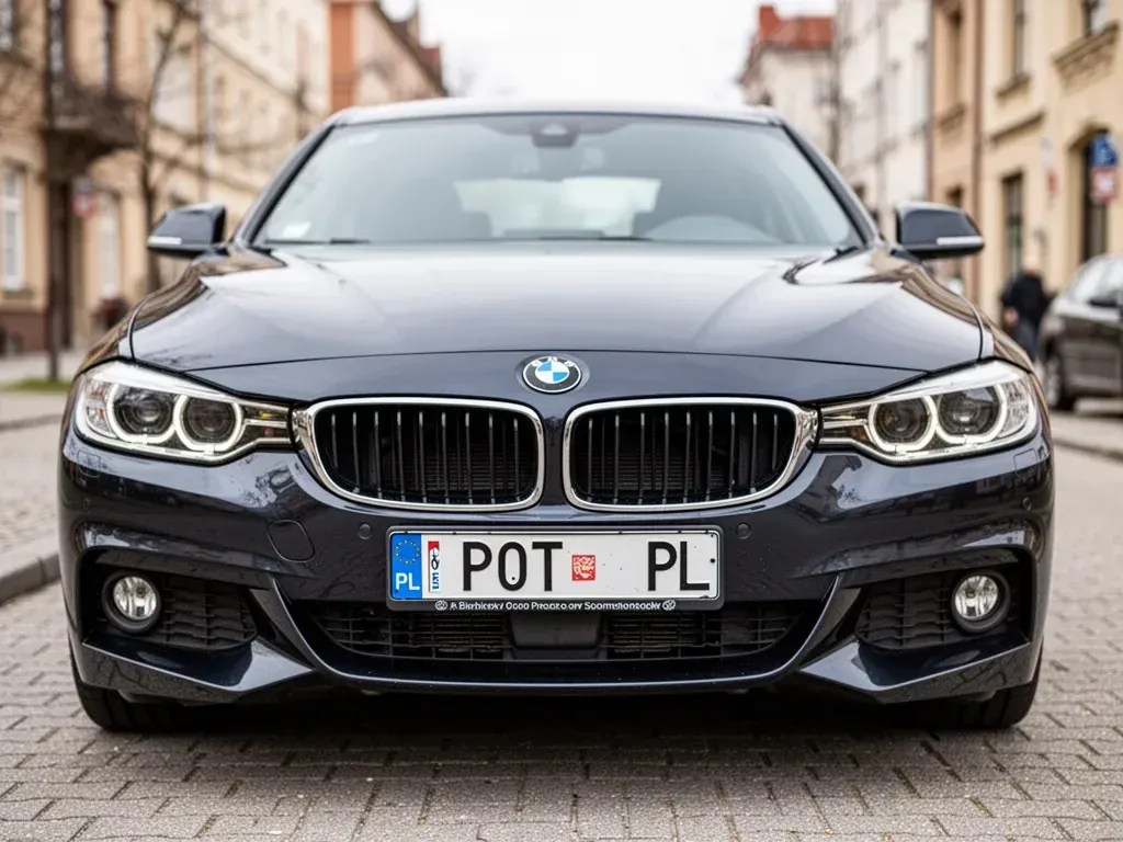 samochód marki BMW z rejestracją rozpoczynającą się na POT