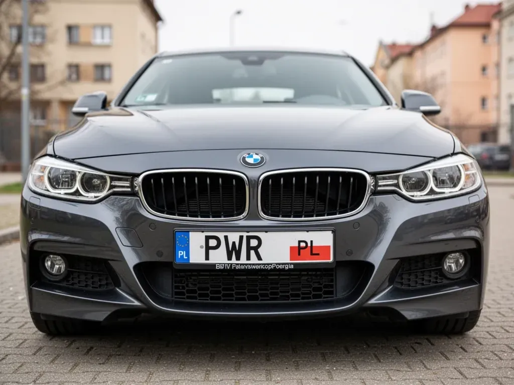 samochód marki BMW z rejestracją rozpoczynającą się na PWR