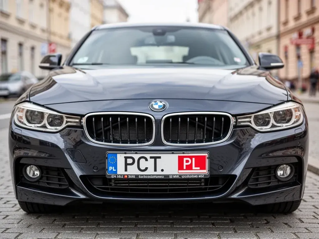 samochód marki BMW z rejestracją rozpoczynającą się na PCT